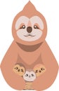 Cute family of sloths vector illustration